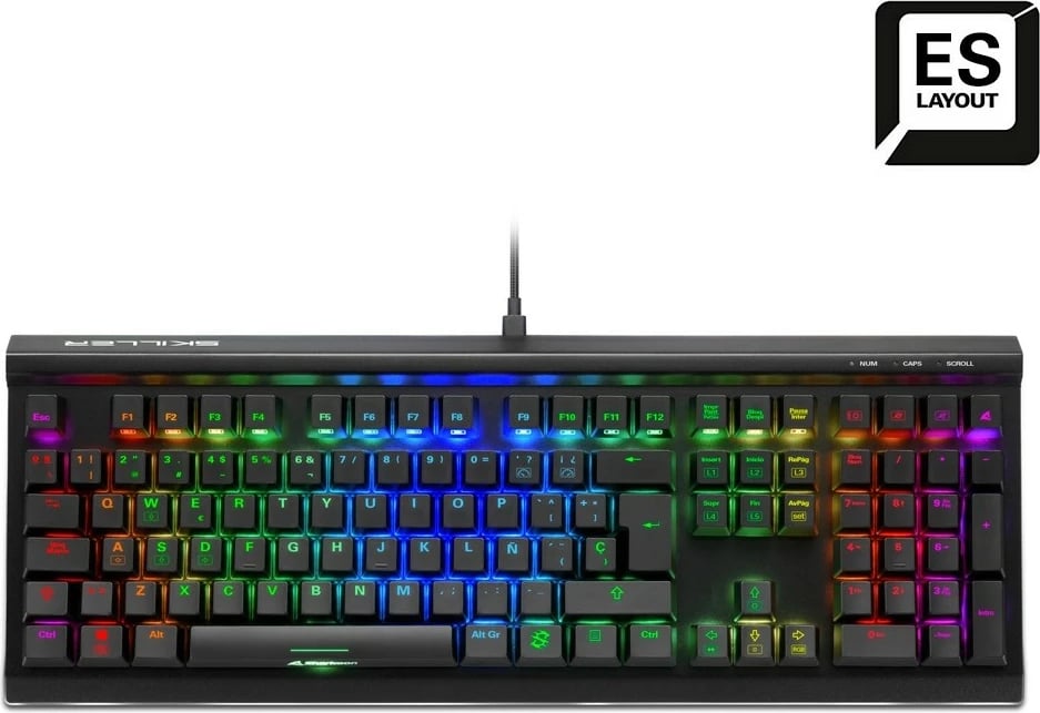 Tastierë mekanike Sharkoon SKILLER SGK60, RGB, ES Layout, Kailh Box Brown, e zezë
