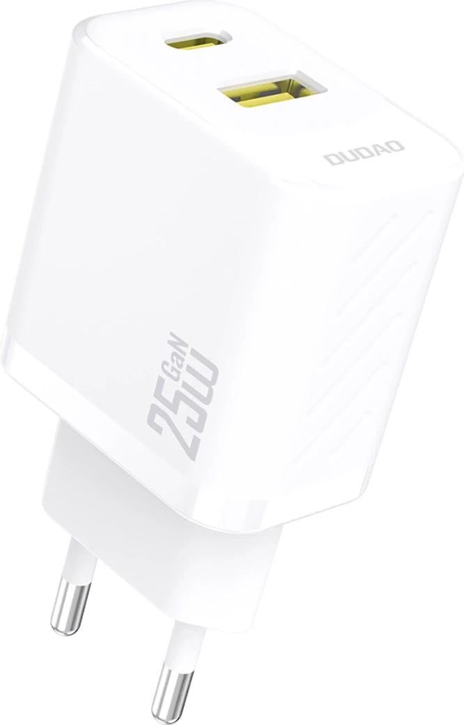 Karikues muri Dudao A26T, GaN, 25W, 2 porta USB-C/USB-A, i bardhë