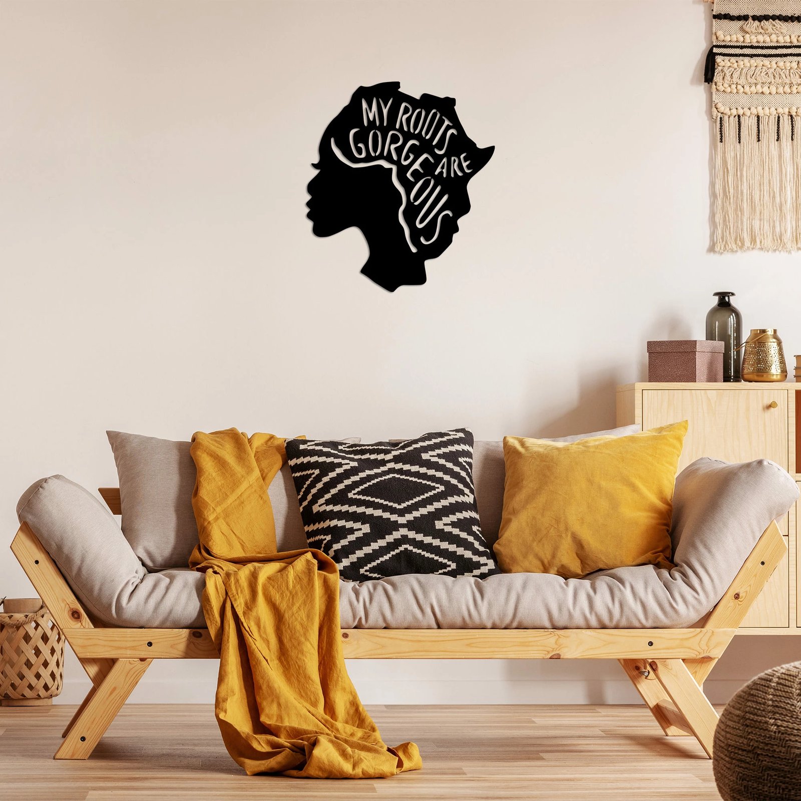 Aksesor dekorativ metalik për mur Wallity, My Roots Are Gorgeous - 444
