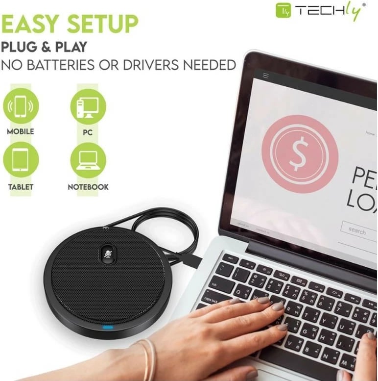 Mikrofon konferencash Techly ICC SH-22, omnidireksional, USB 2.0, i zi Mikrofon konferencash Techly ICC SH-22, omnidireksional, USB 2.0, i zi