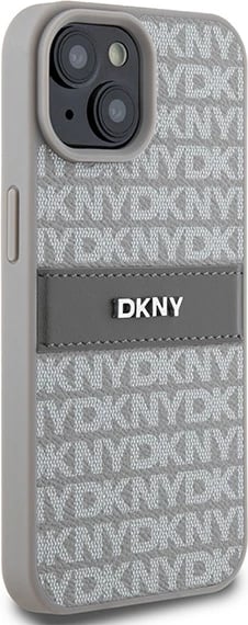 Mbështjellës DKNY Mono Stripe & Metal Logo për iPhone 15 Plus / 14 Plus, Bezhe