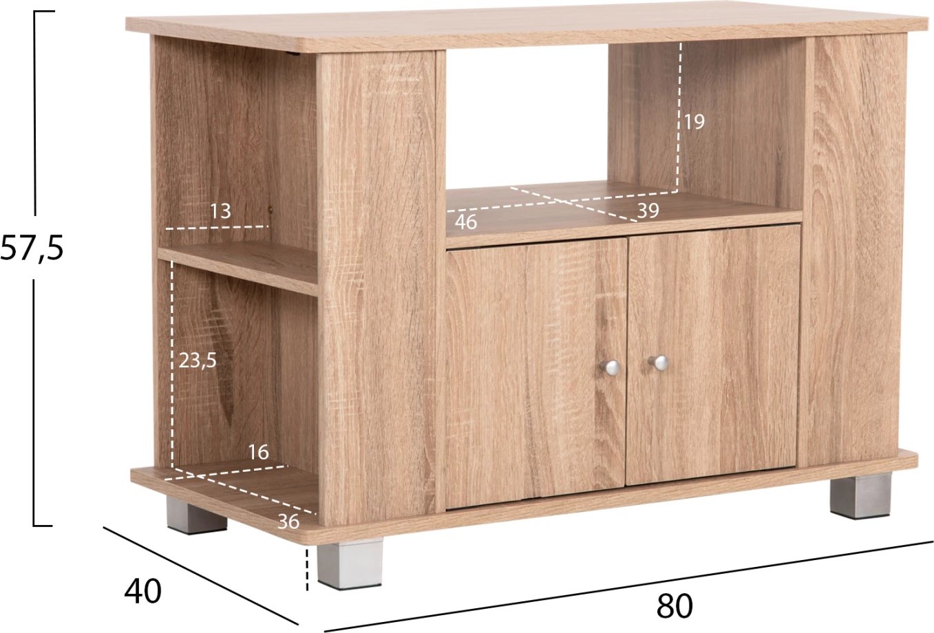 Komodinë televizori CLUSE FH2404.20 melaminë, ngjyrë lisi sonama, 80x40x57.5H cm