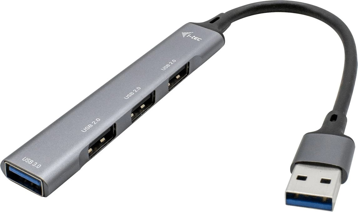 USB hub I-Tec Metal, 4 porta (1x USB 3.0 + 3x USB 2.0), 0.19m, metallic