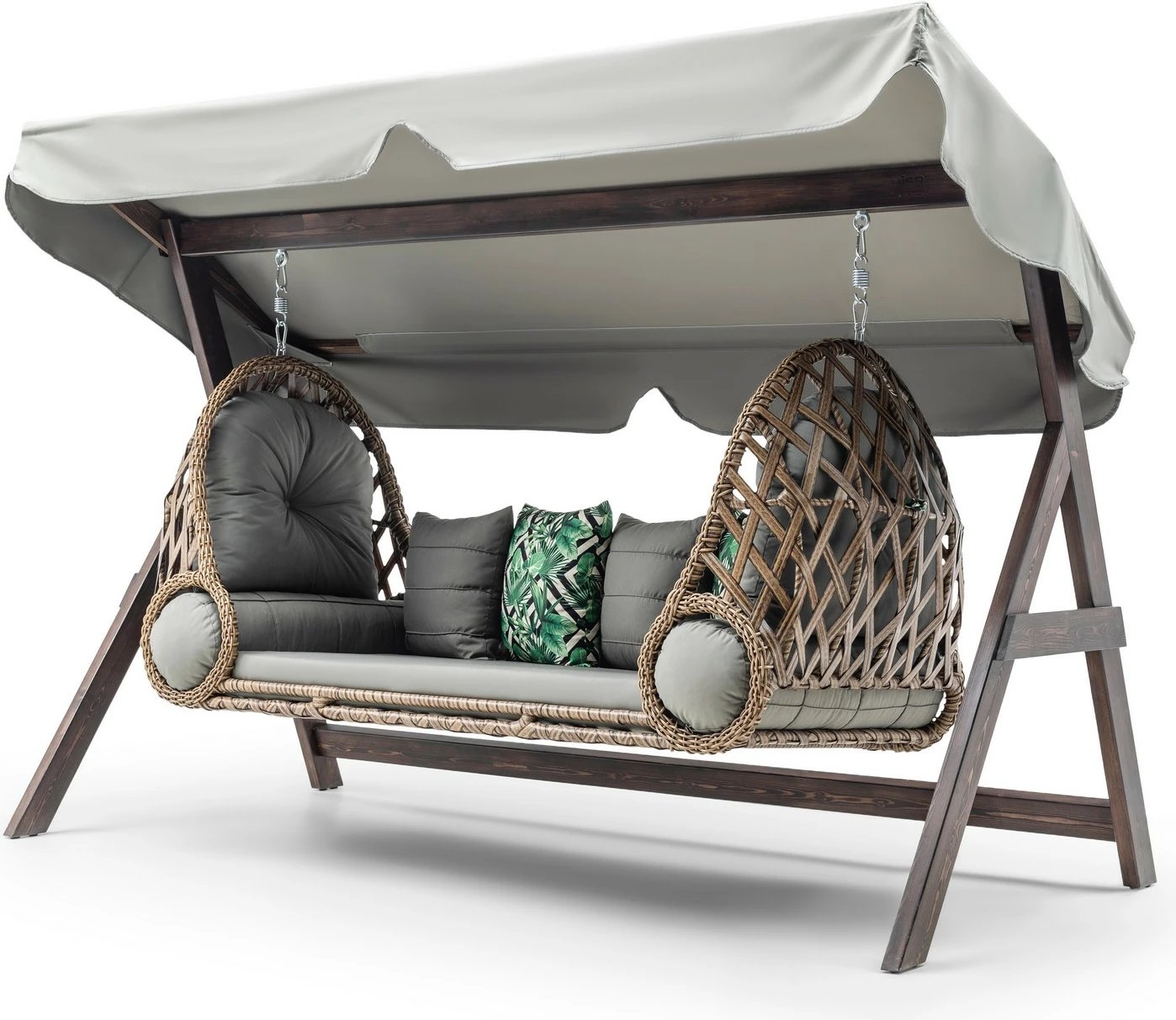 Karrige lëkundëse treshe për kopsht, Skye Decor, Saltanat, ngjyrë gri