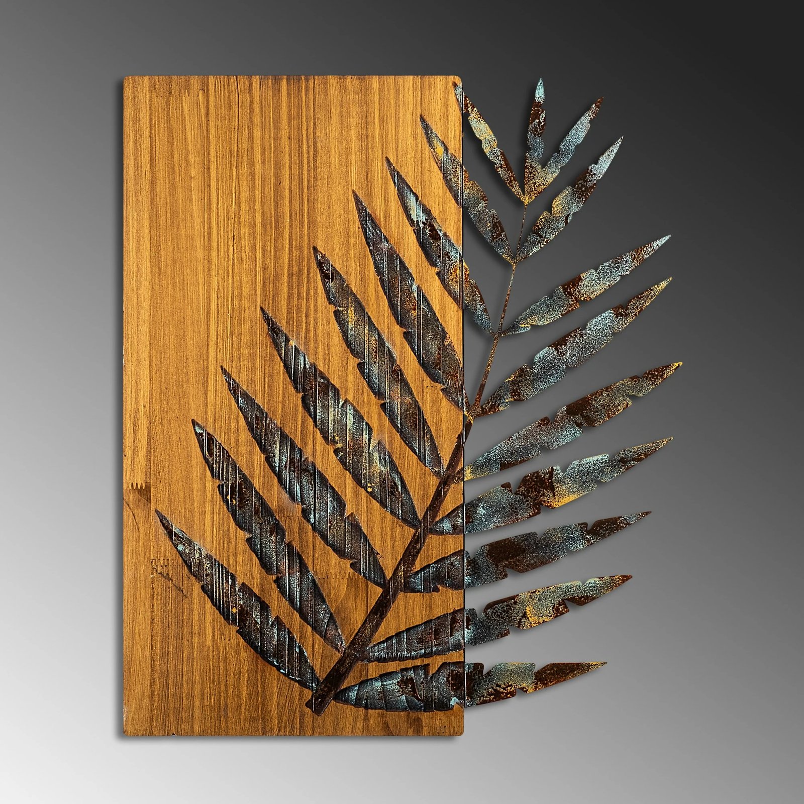 Aksesor dekorativ muri prej druri, Wallity, gjethe 3-1