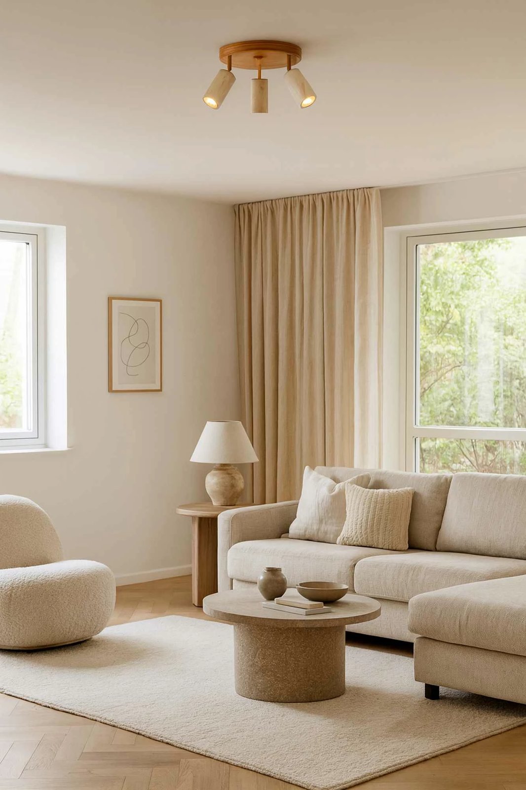 Llambë tavani prej druri, Opviq Nur C, ngjyrë lisi dhe bezhë