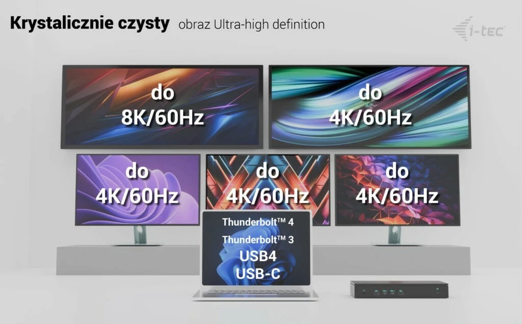 Kasë docking i-tec CA5MONITORDOCKPD, 5x 4K/60Hz, Power Delivery 100W, e zezë