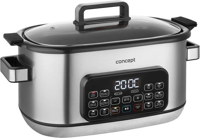 Multicooker/slow cooker Concept CK9000 6L 1250W 10 programe inox me shportë avulli dhe formë silikoni