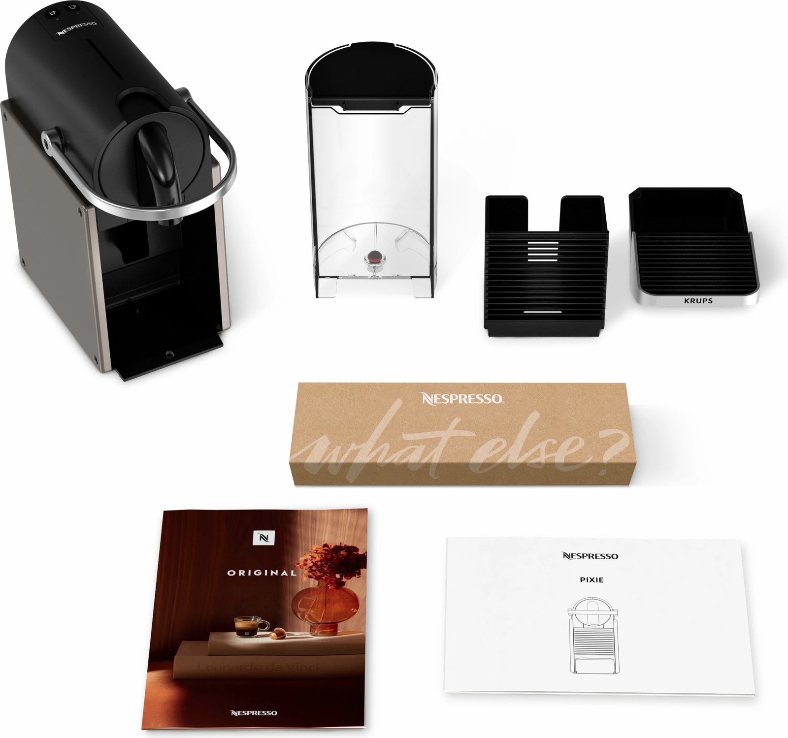 Makinë kafeje me kapsula Krups Pixie XN306T10, 0.7L, 1260W, zezë/titanium