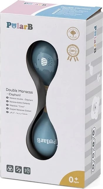 Lodër muzikore prej druri, Viga Elephant, rumbakula dyshe, 145 x 48 mm, blu