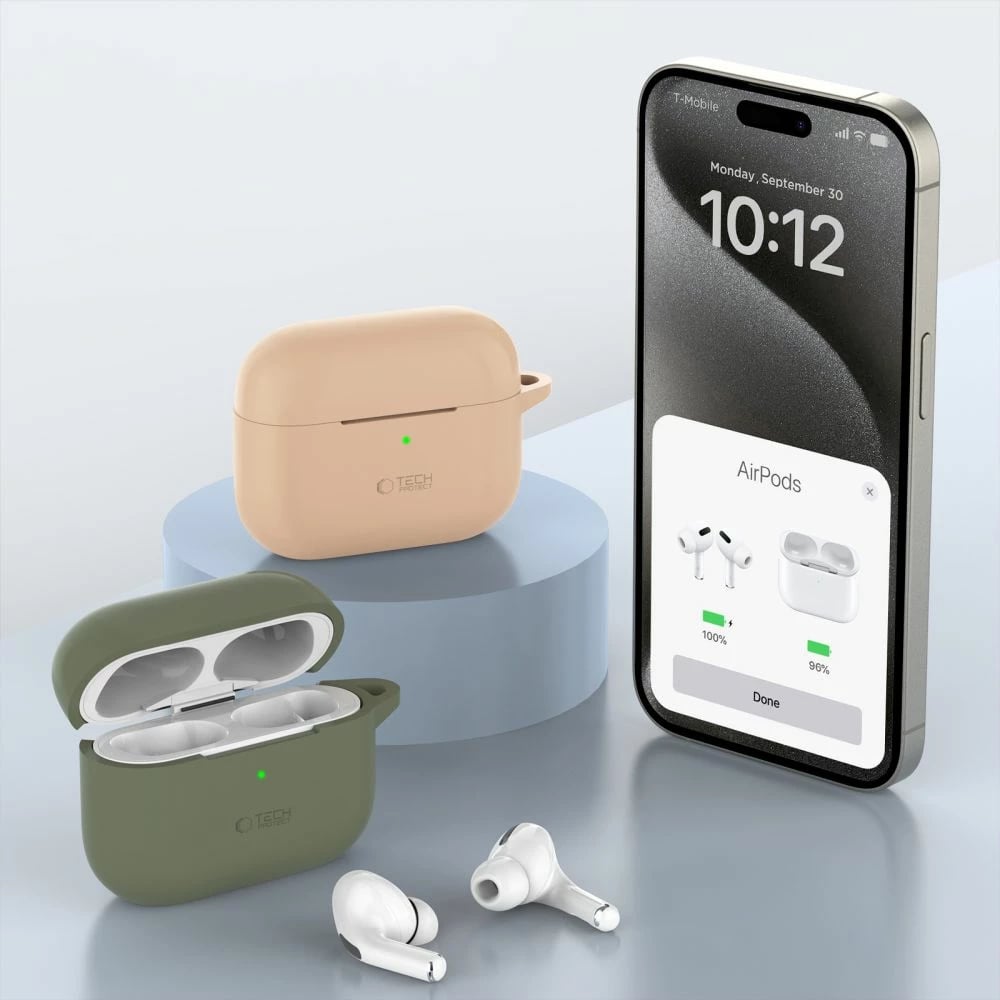 Mbështjellës Tech-Protect për AirPods Pro/Pro 2, silikon, me karabiner, rozë