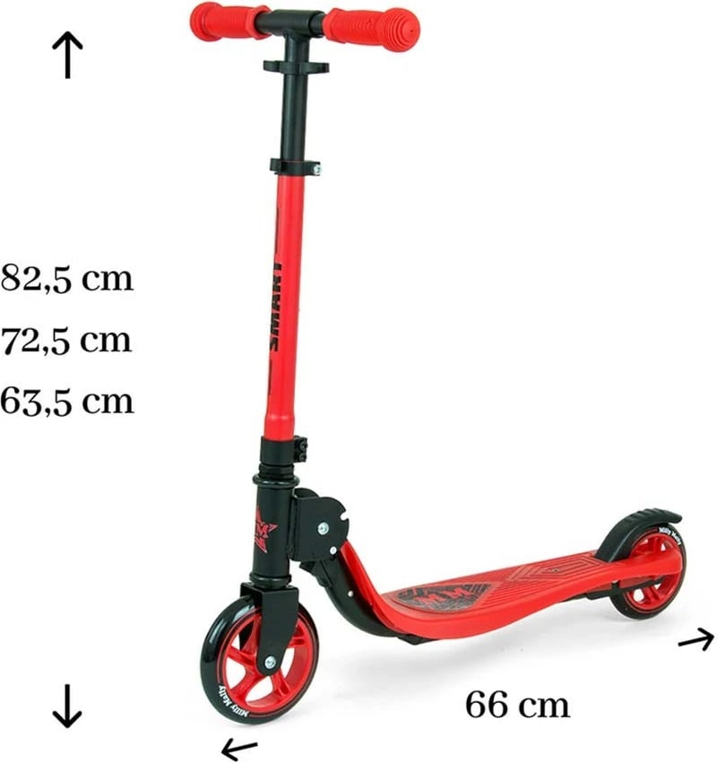 Trotinet, Milly Mally Smart, rrota PU 145/120 mm, palosje e shpejtë, ngarkesë max 100 kg, i kuq