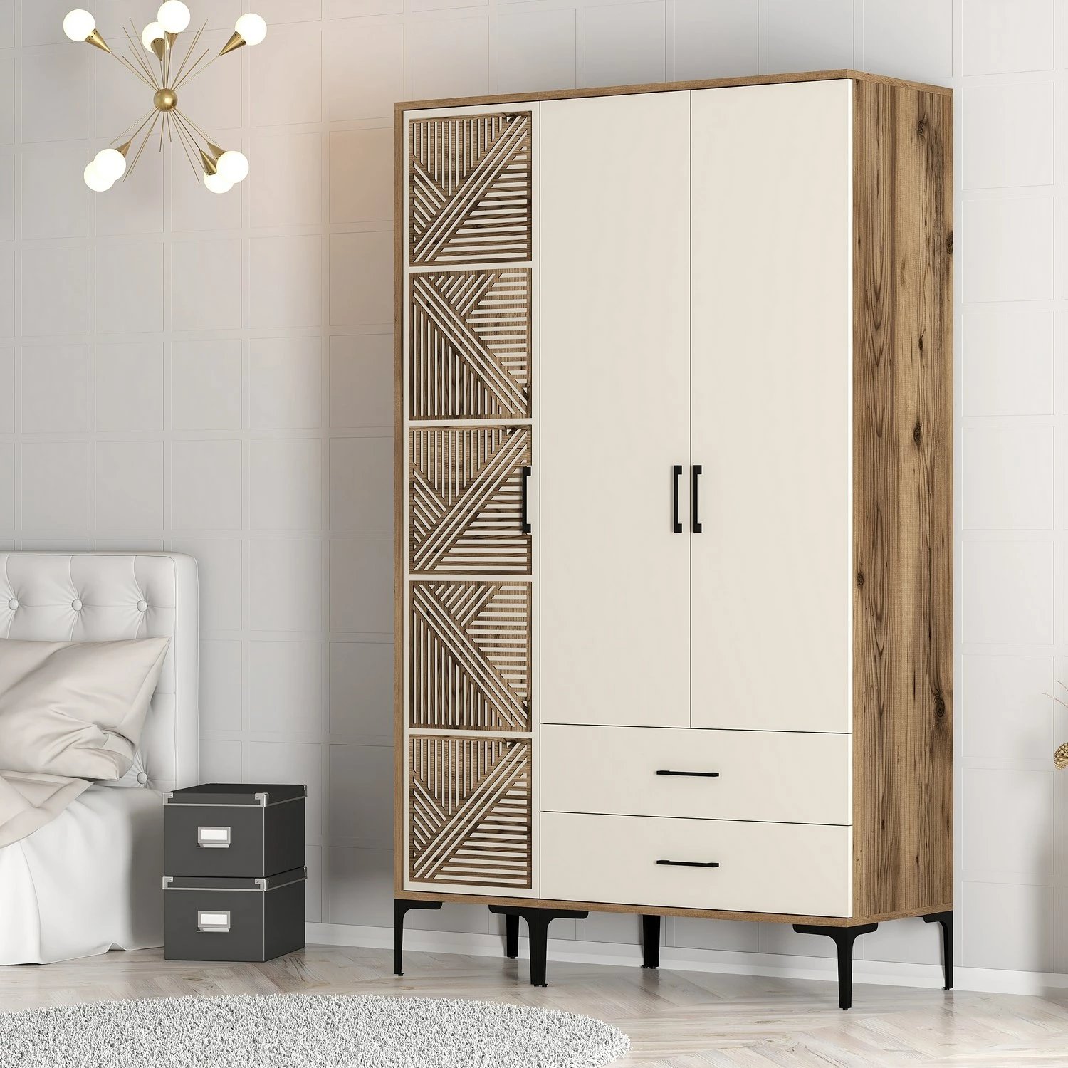 Dollap Hanah Home, Kumsal PT, ngjyrë arre dhe krem