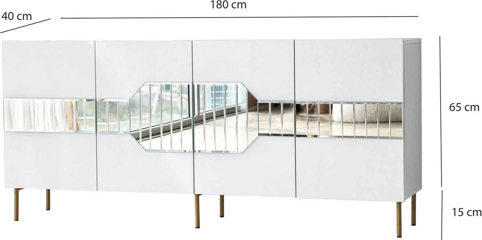 Konsolë Hanah Home Milan, e bardhë dhe e artë