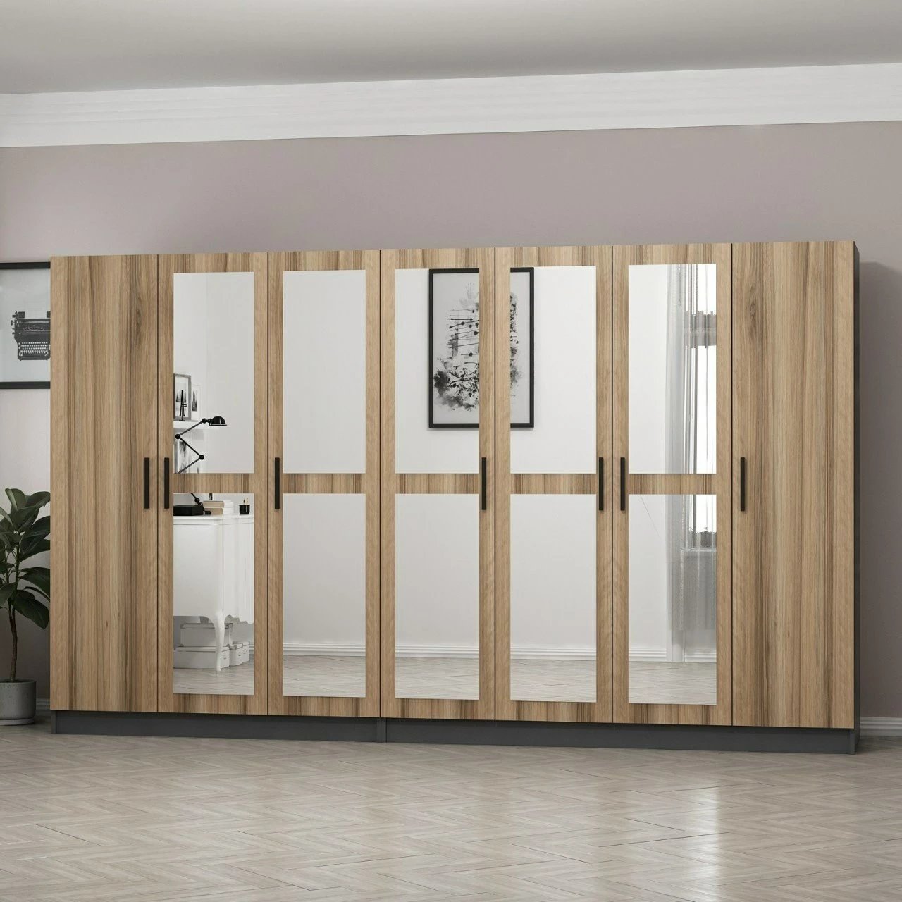 Dollap i madh për dhomë gjumi, ngjyrë dore, Skye Decor, 5125