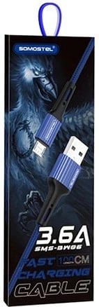 Kabllo karikuese Lightning Somostel, USB-A 2.0, 1.0m, e kaltër 
