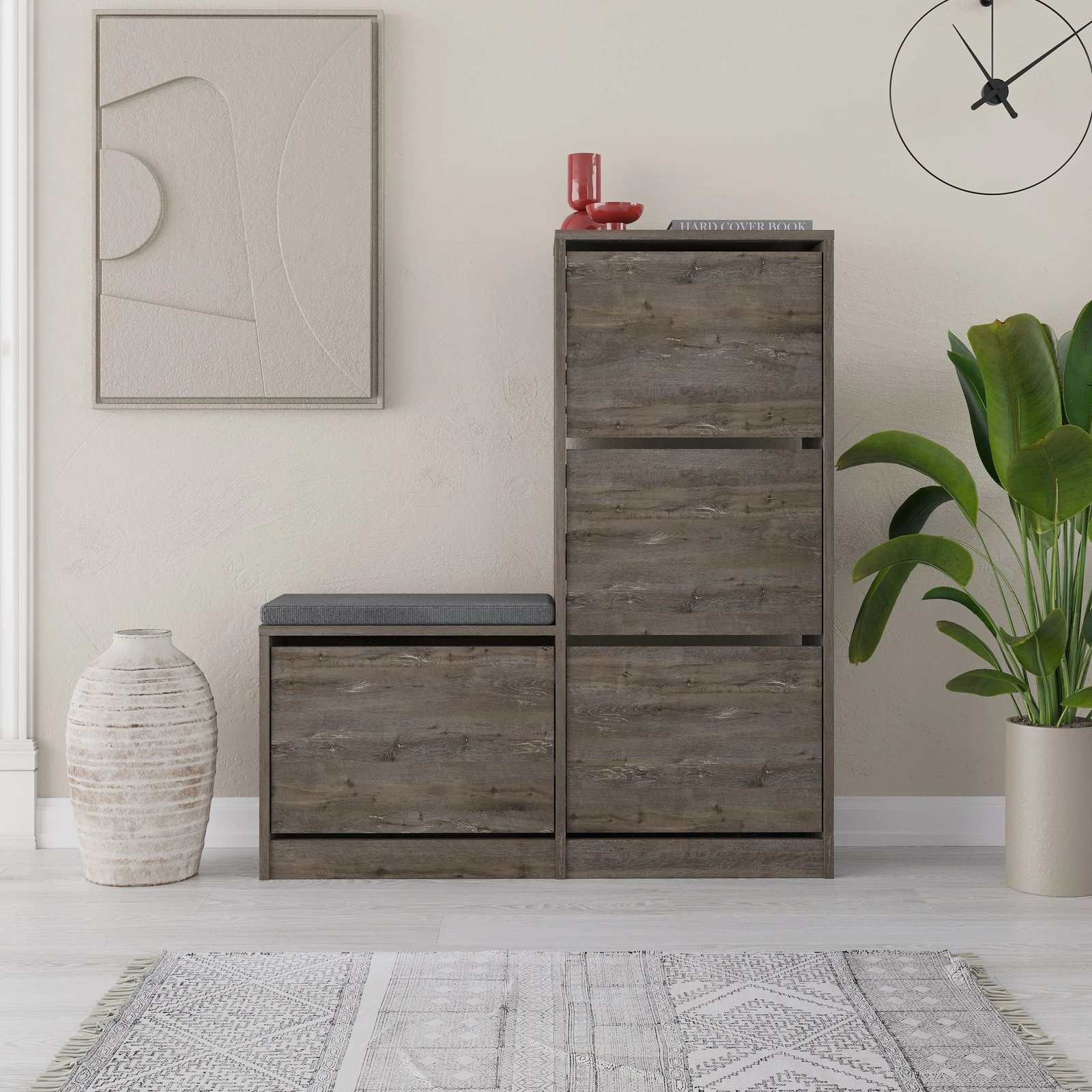 Dollap për këpuca, ngjyrë kafe e errët, Skye Decor