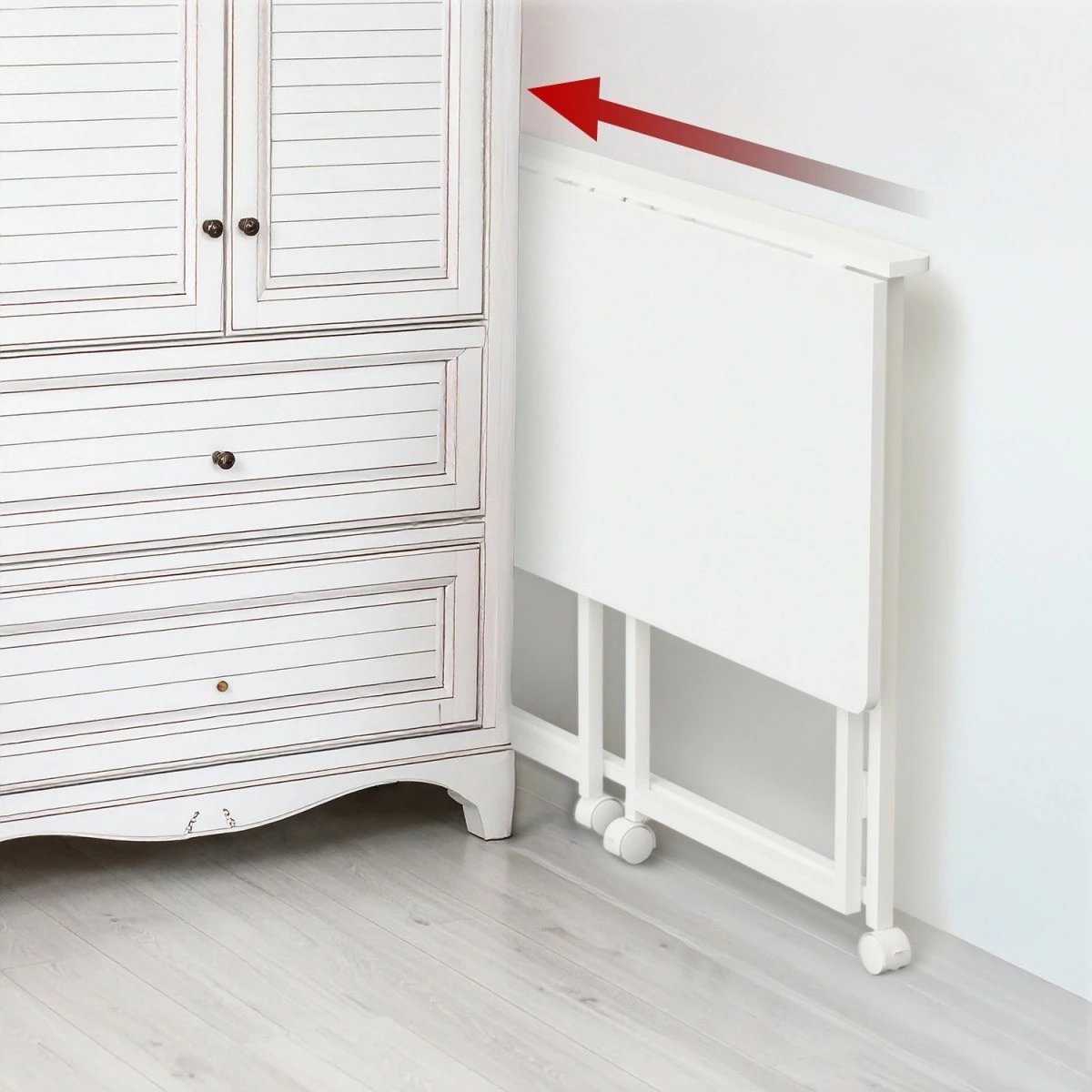 Tavolinë pune palosëse me rrota, Maclean, MC-1250 W, 100x50 cm, lartësi 75 cm, ngarkesë 50 kg, e bardhë