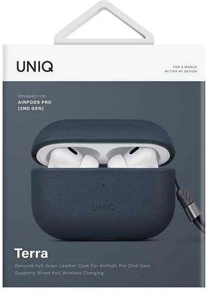 Mbështjellës UNIQ Terra për AirPods Pro 2, lëkurë, kaltër