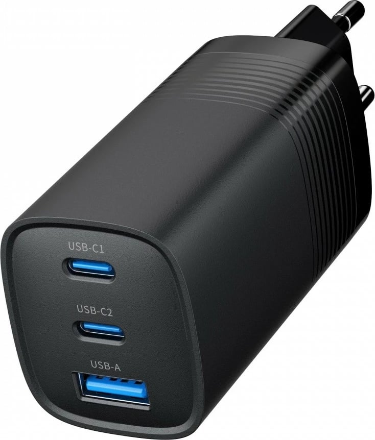 Karikues muri Gembird TA-UC-PDQC65-01-BK, 65 W, 2x USB-C, 1x USB-A, i zi