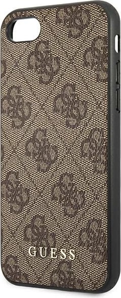 Mbështjellës Guess 4G Metal Gold Logo për iPhone SE 2022/2020/7/8, Kafe Mbështjellës Guess 4G Metal Gold Logo për iPhone SE 2022/2020/7/8, Kafe