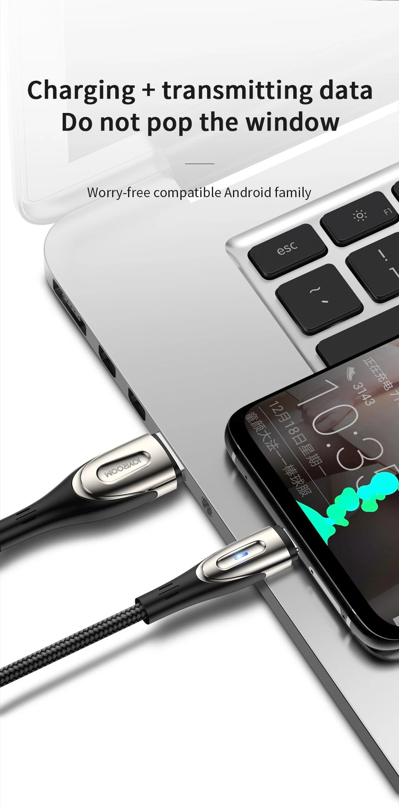 Kabllo Joyroom Sharp Series S-M411, 2m, USB-A në micro USB, 3A, e zezë
