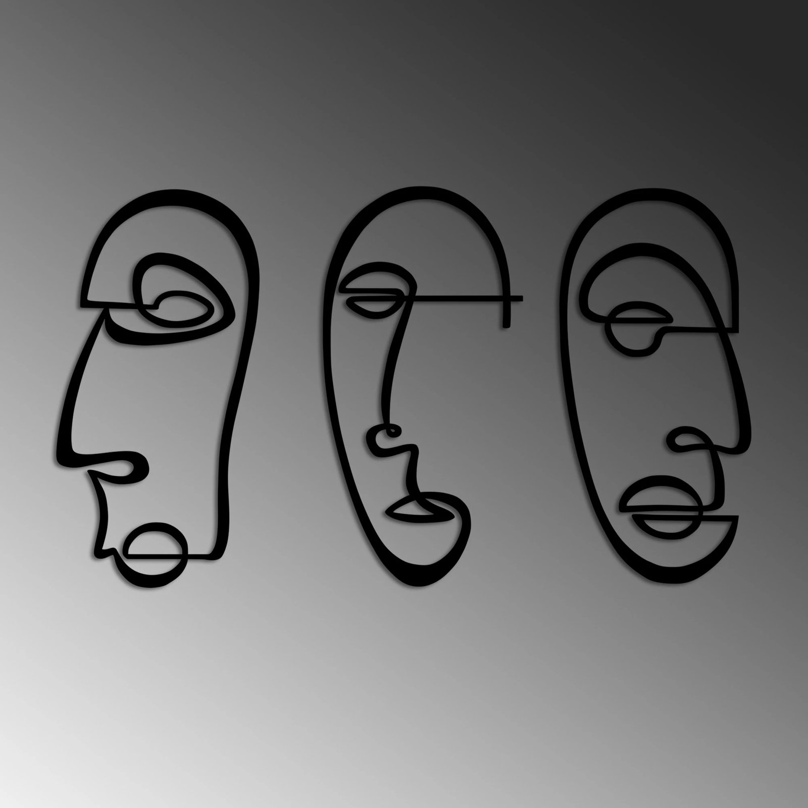 Aksesor dekorativ metalik për mur, Wallity, majtas-djathtas, 3 copë