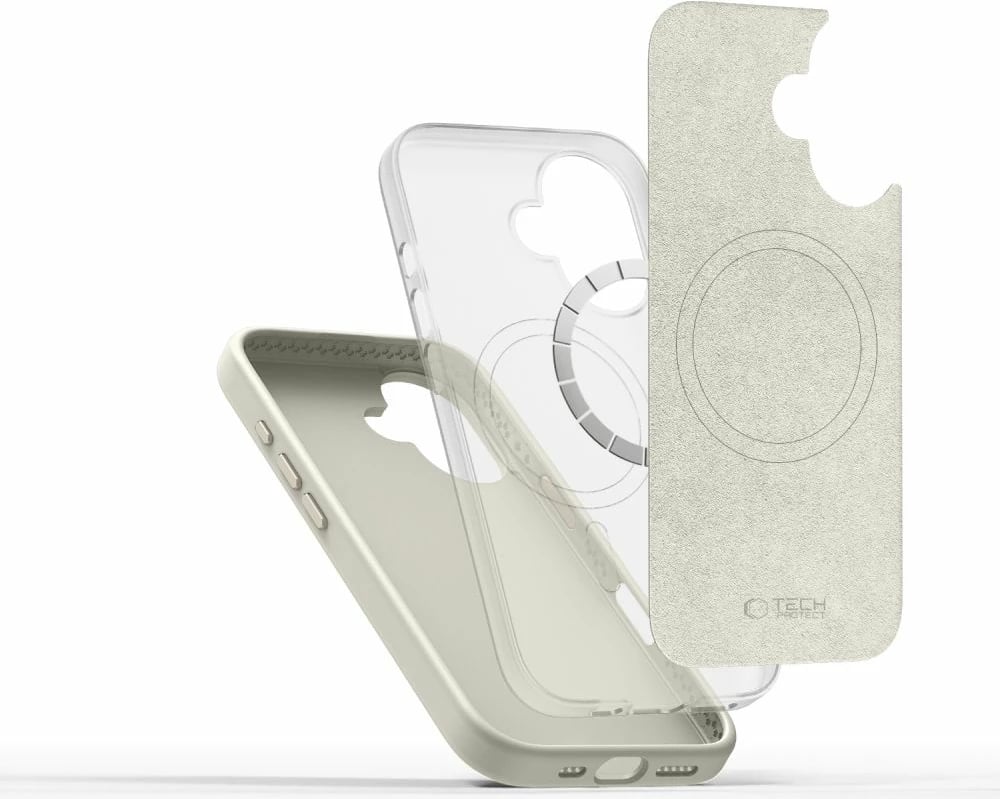 Mbështjellës Tech-Protect Silicone PU MagSafe për iPhone 16, Bezhe
