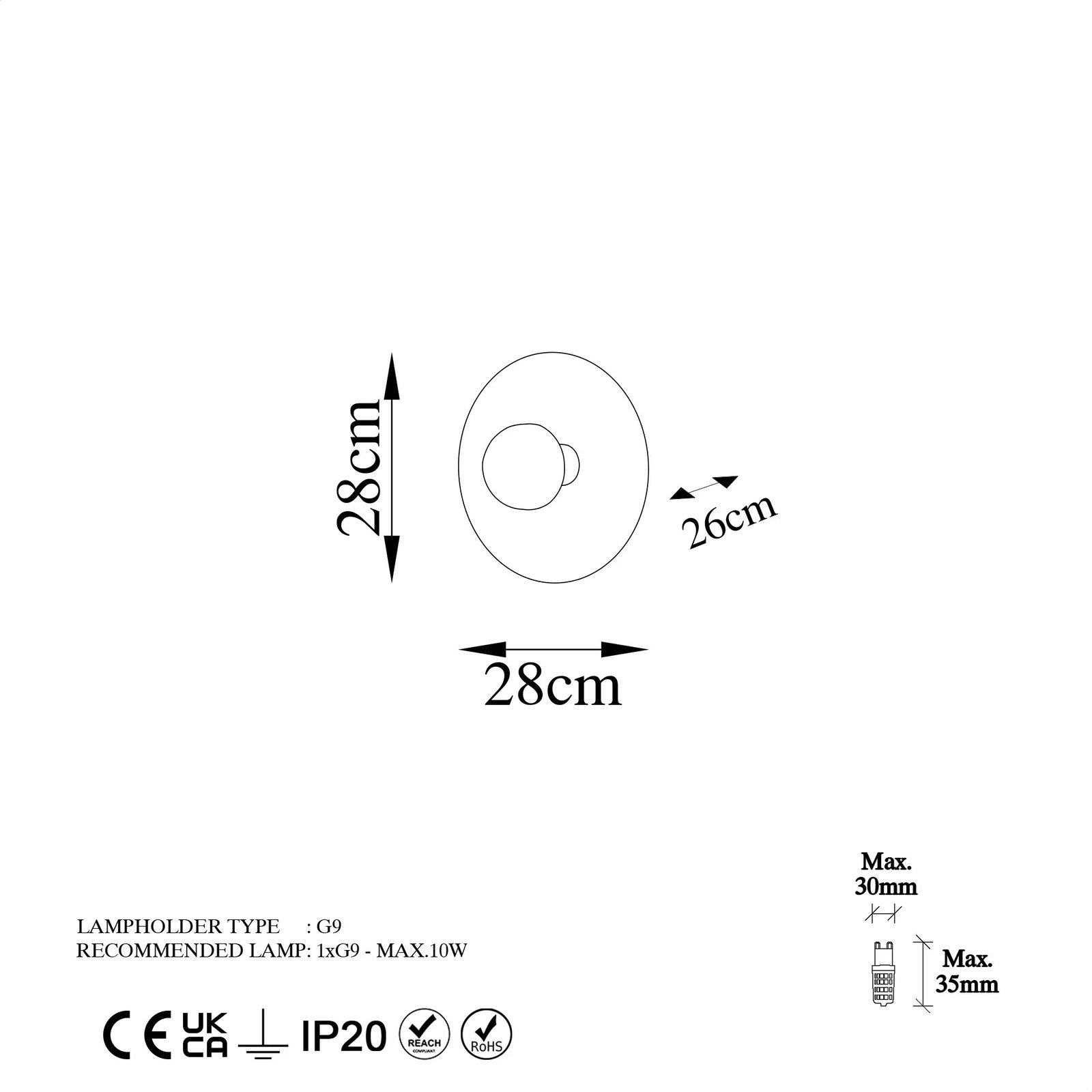 Llambë muri Opviq, ngjyrë bakri, Kurt - 13350 Llambë muri Opviq, ngjyrë bakri, Kurt - 13350