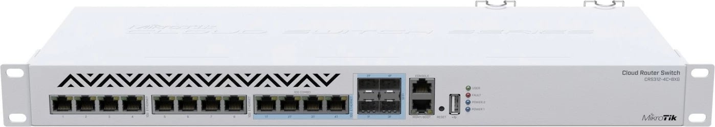 Switch i menaxhuar Mikrotik CRS312-4C+8XG-RM, rackmount, 8x10GbE, 4xSFP+, i bardhë