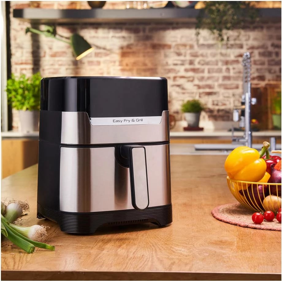 Fritezë ajri 2-në-1 Tefal Easy Fry & Grill EY505D15 4.2L 8 programe 80-200°C çelik inox