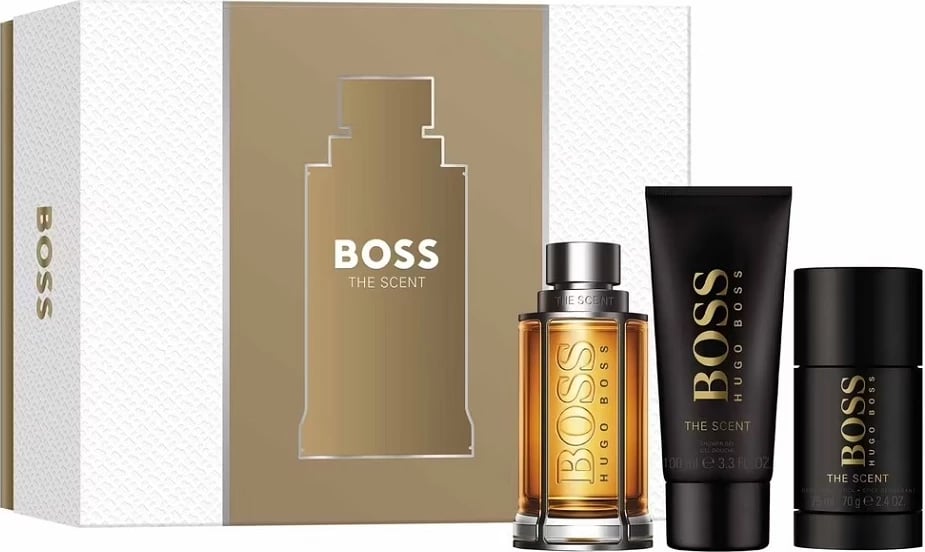 Set Eau de Toilette për meshkuj Hugo Boss The Scent, 100ml + Shower Gel 100ml + Deodorant Stick 75ml