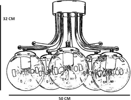 Llambadar Opviq, 8791-5, trup metalik, ngjyrë e zezë dhe e bardhë, 50x32cm