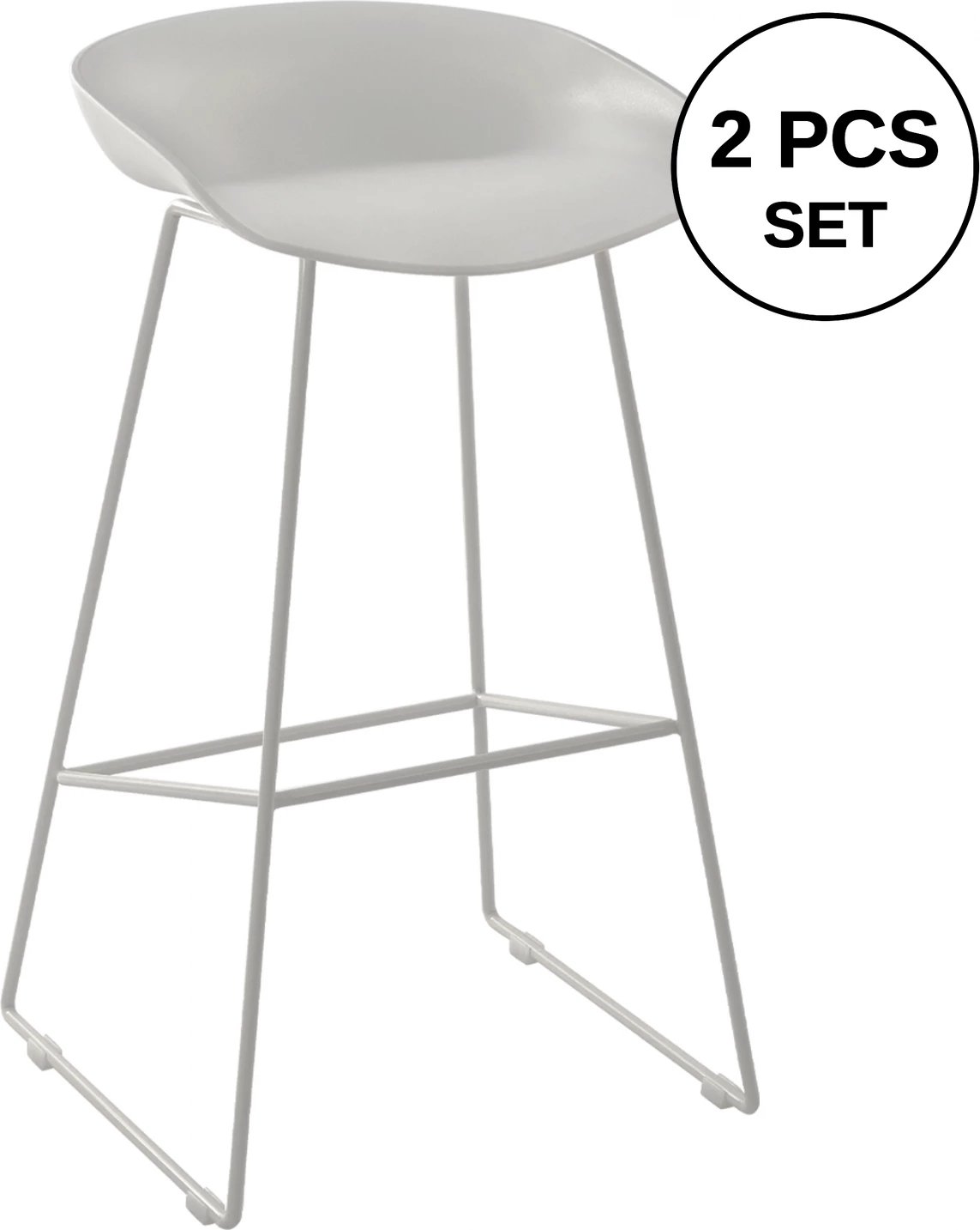 Karrige për bar FH8450.01 Metalike me ulëse PP e bardhë 47x47x83cm, set prej 2 copë