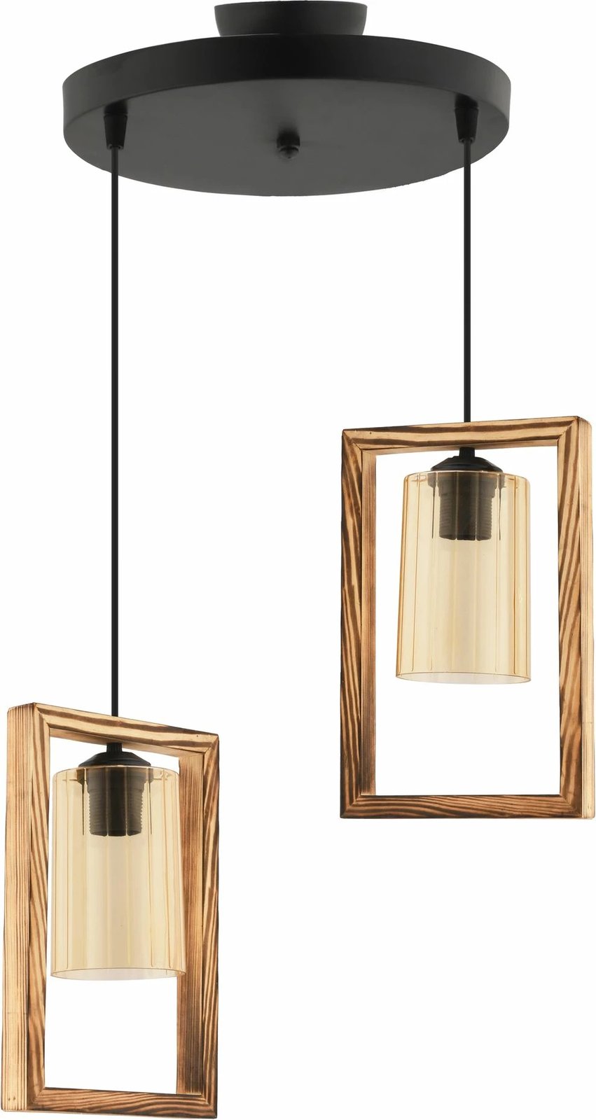 Llambë tavani Opviq, dy koka, xham, formë drejtkëndëshe, natyrale/zezë