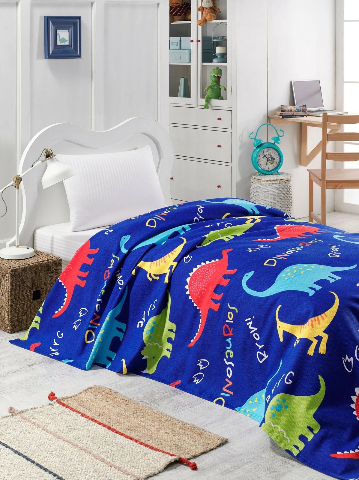 Pike teke për fëmijë, motiv dinosaur, ngjyra të ndryshme, 160x235cm