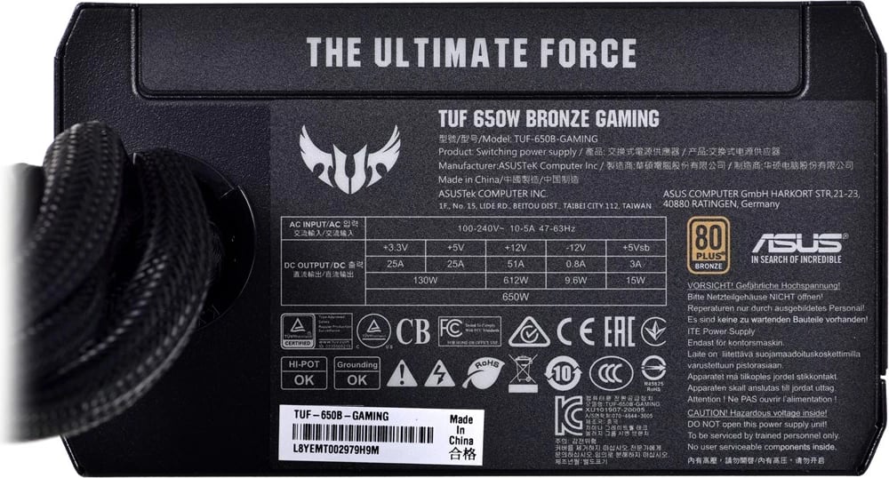 Burim energjie ASUS TUF, 20+4 pin ATX, 650W, i zi  