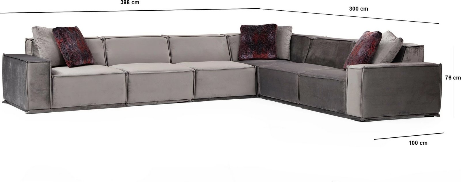 Këndare Atelier del Sofa, Lego Corner 2 (L1-O1-O1-C-O1-1R), ngjyrë gri