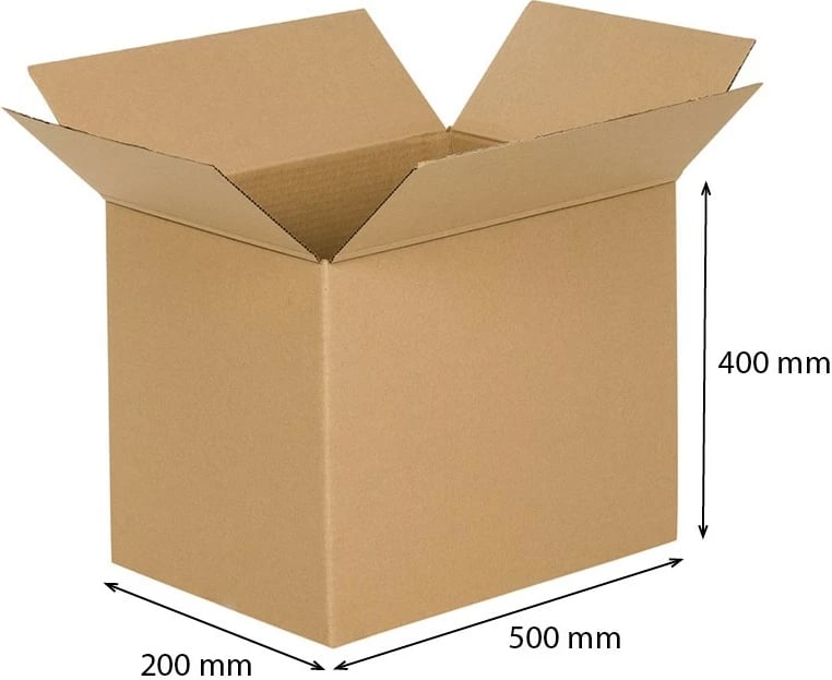 Kuti kartoni treshtresore, CARERO, 500x200x400 mm, 390 g/m², kafe