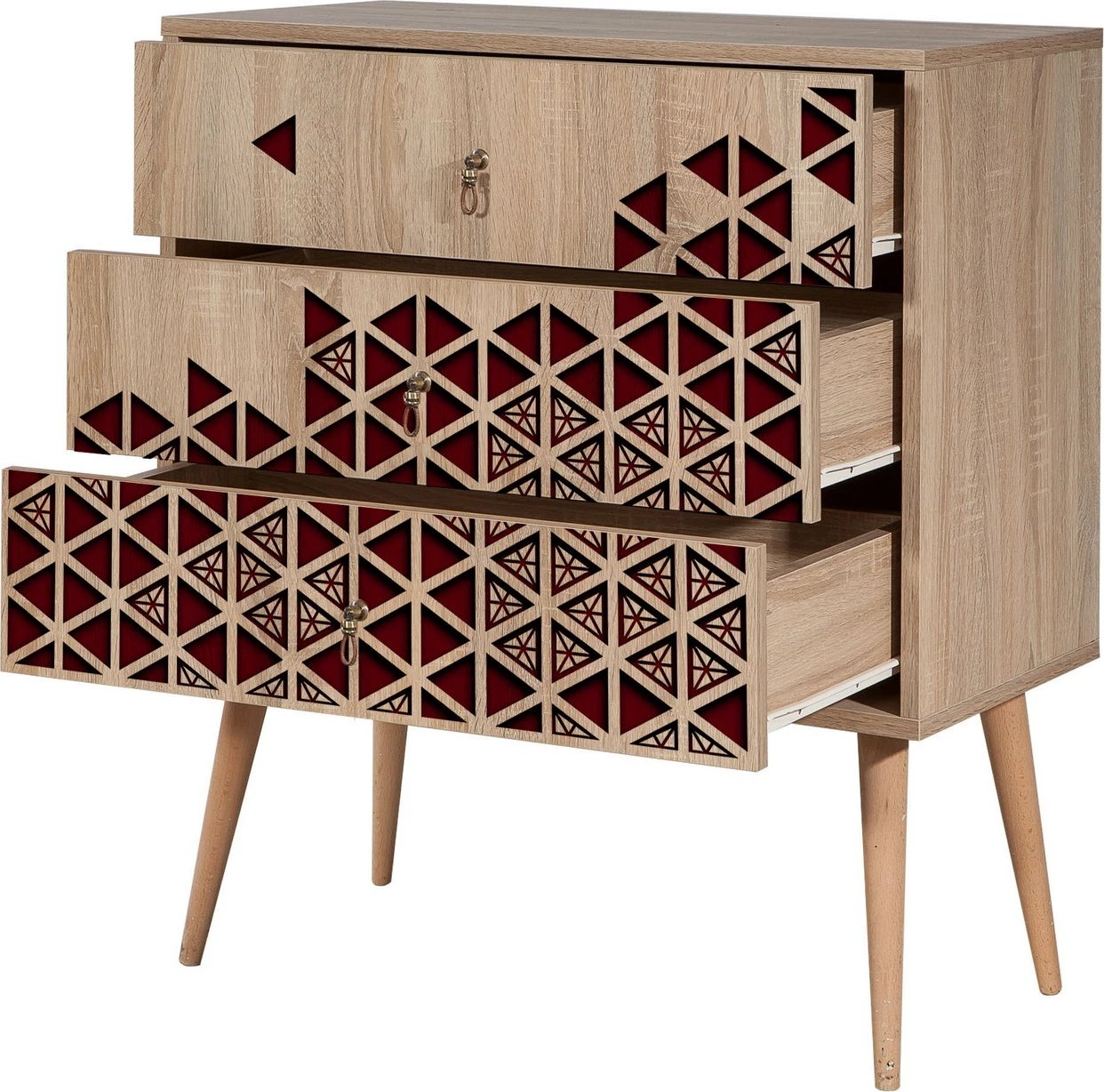 Komodë Hanah Home, Trio - 122, ngjyrë sonoma oak