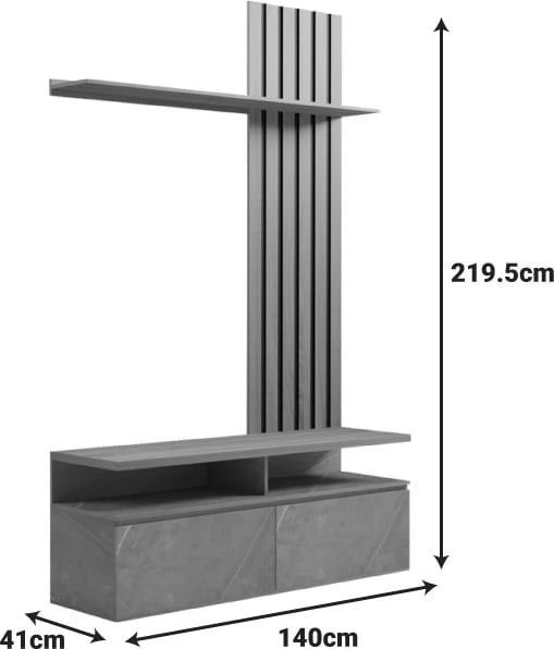 Set salloni Perlento, ngjyrë e zezë dhe sonoma, 140x41x219.5cm