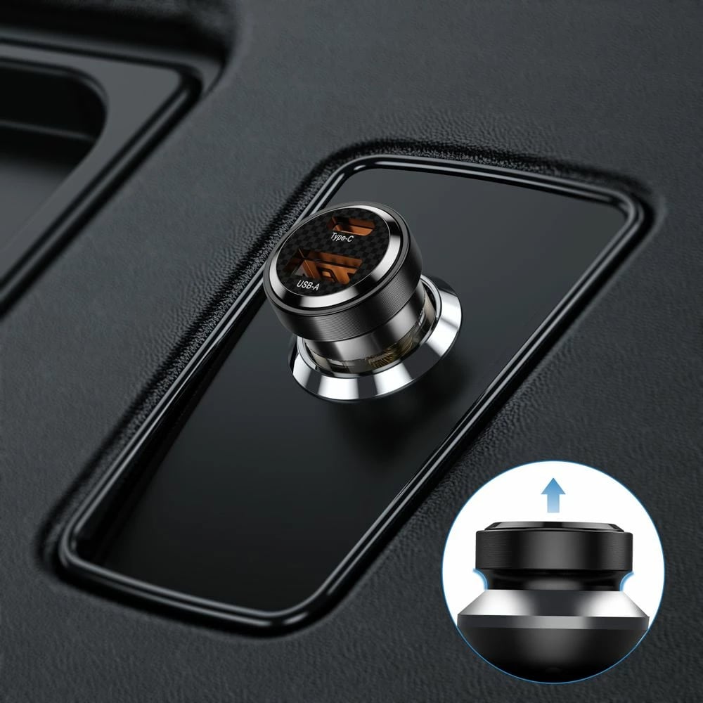 Karikues veture Tech-Protect CC30W, 2 porta USB-C PD 30W / USB-A QC 3.0, zi