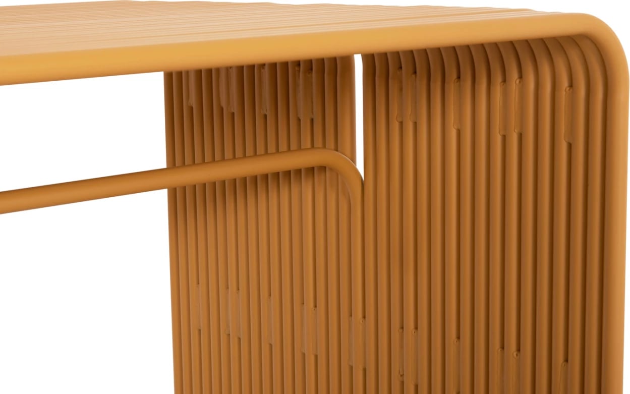 Tavolinë ngrënieje INTREPID, alumin, ngjyrë mustard, 120x70x70.5cm