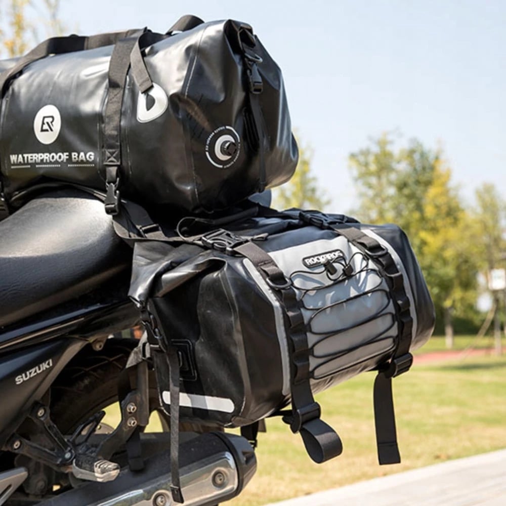 Çantë motoçiklete Rockbros AS-010BGR, 60L, PVC, Gri, e papërshkueshme nga uji