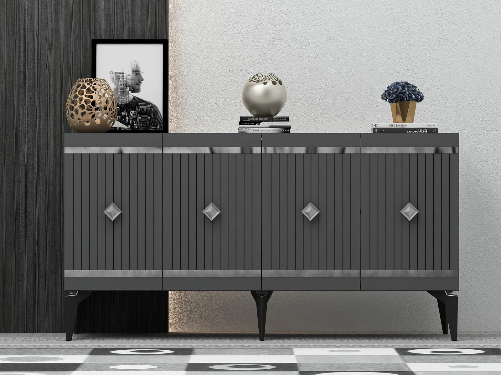 Konsolë Skye Decor, Lenora, antracit, argjend