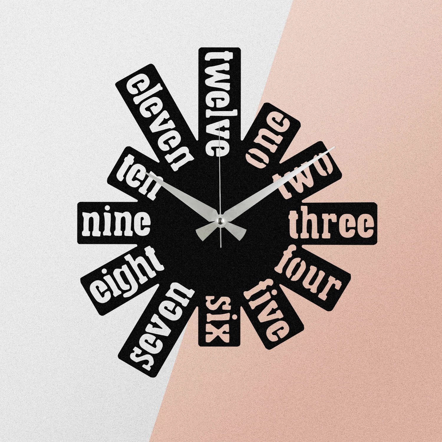 Orë muri dekorative metalike, Wallity, Enzoclock - S020, e zezë, 48x48cm