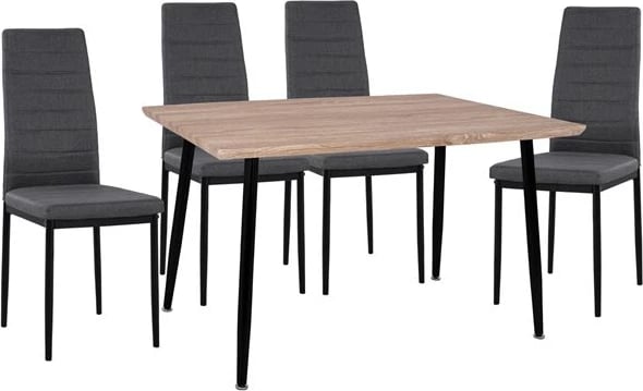 Set 5 pjesë Tavolinë Sonama & karrige metalike Lady Gri Pëlhurë e zezë FH11027.10 120x70x76.5 cm