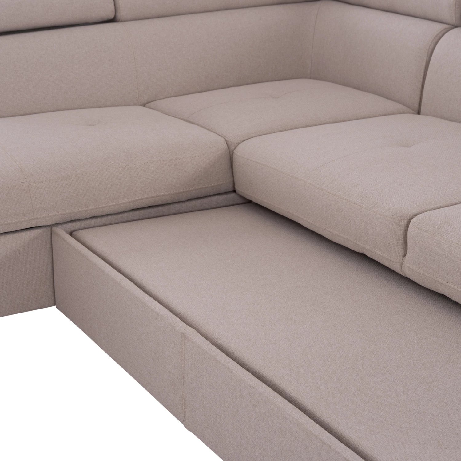 Kënd-sofë me hapësirë për depo, Encore FH3301.03L, material bezhë, 285x205x90cm