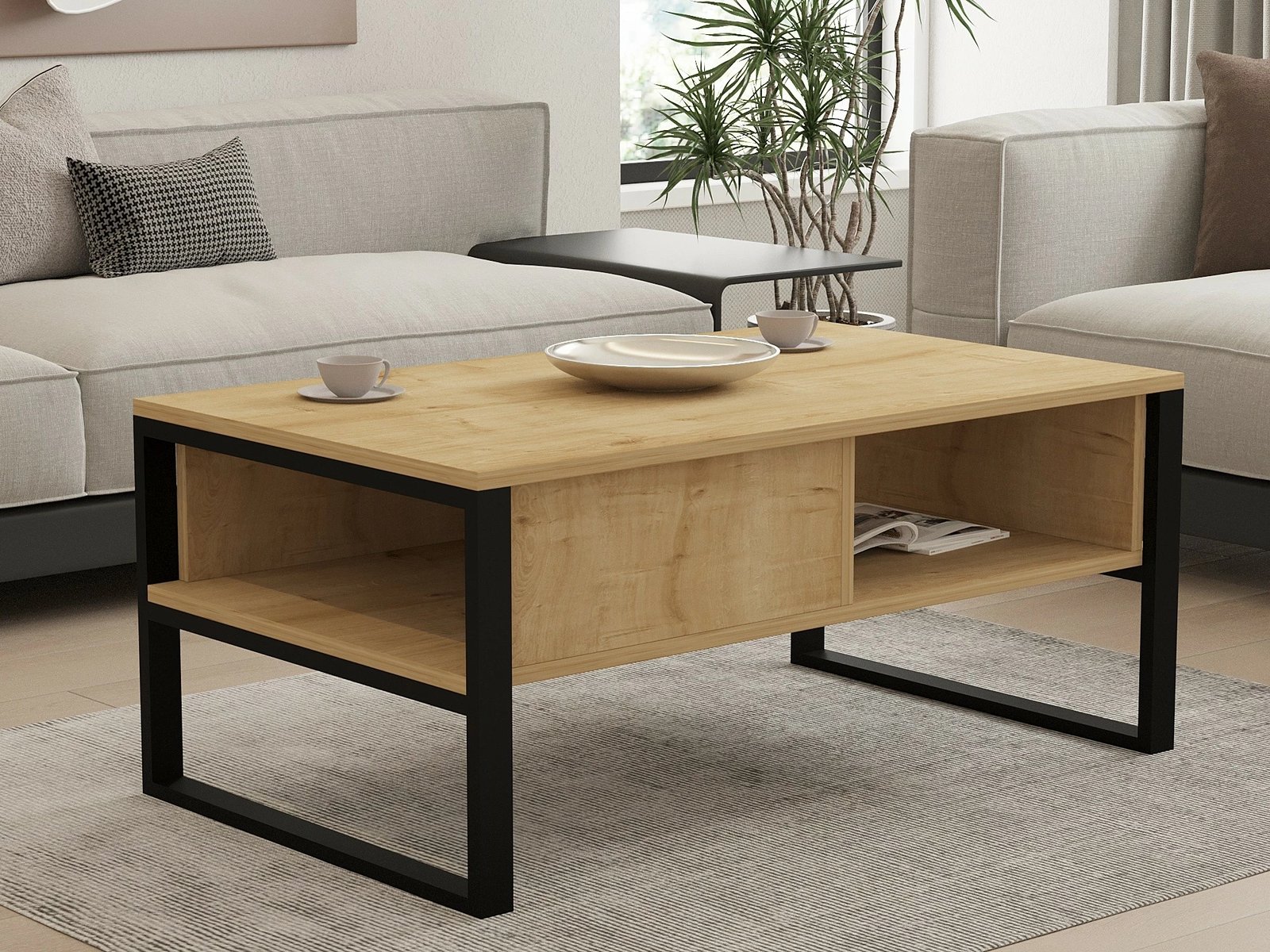 Tavolinë kafeje Hanah Home, Devon Orta, ngjyrë Sapphire Oak