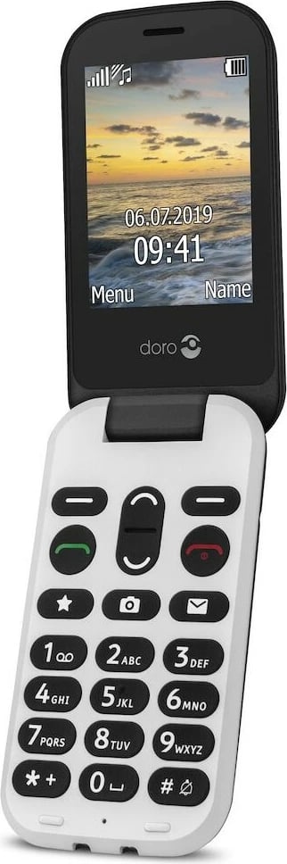 Celular Doro 6060, Clamshell, 320 x 240 pixels, 3 MP, 1000 mAh, e zezë, e bardhë